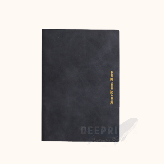 PU Notebook - Gold Foil Personalized Name - Black