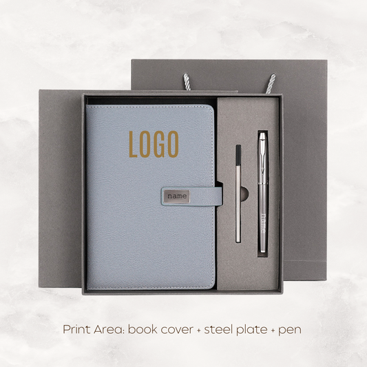 Notebook Premium Set - Gift Box Paper Bag - Grey