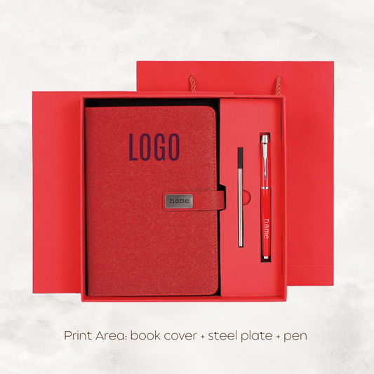 Notebook Premium Set - Gift Box Paper Bag - Red