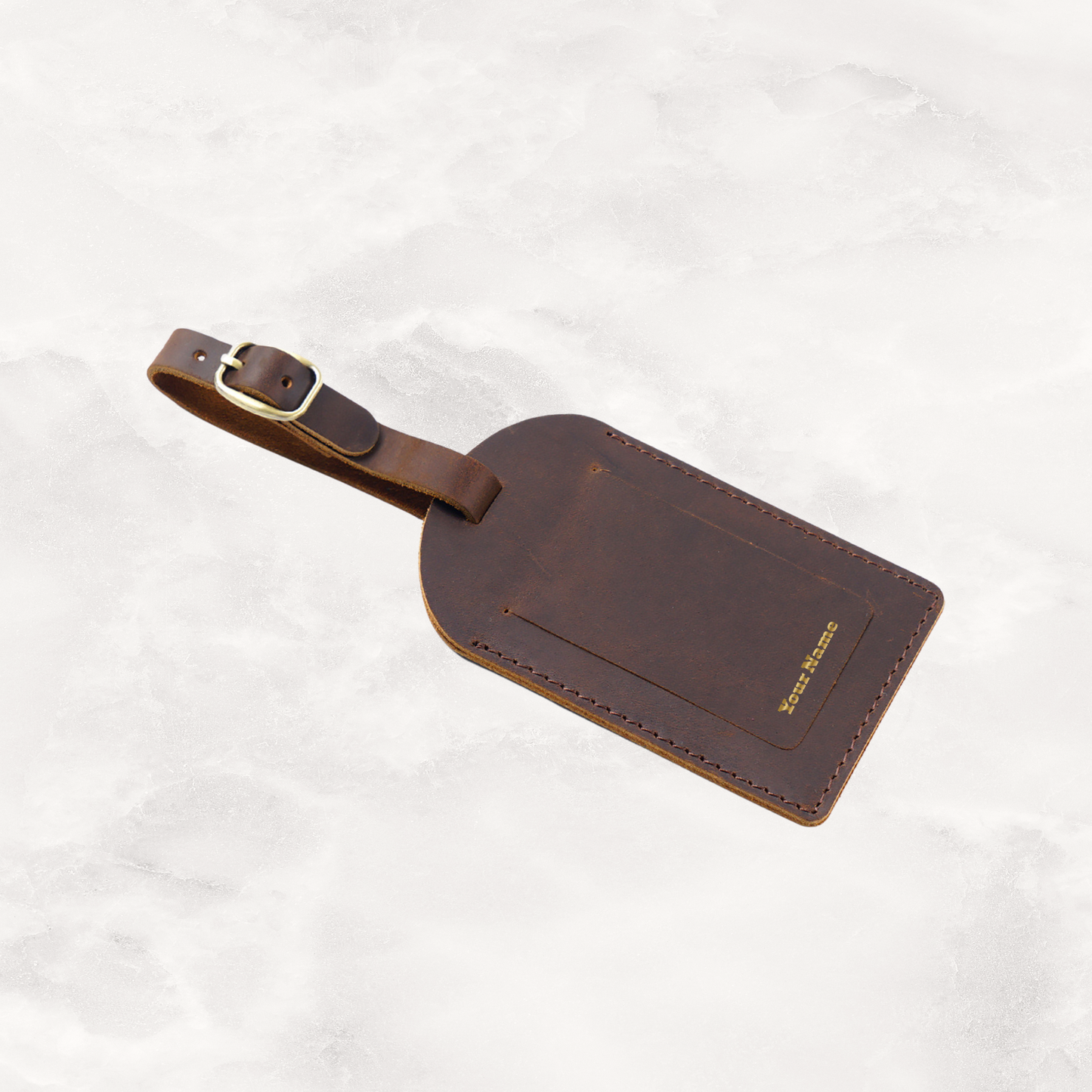 Leather Luggage Tag | Dark Brown