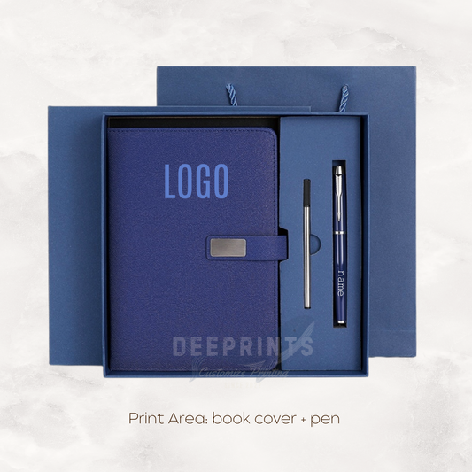 Notebook Premium Set - Gift Box Paper Bag - Navy Blue