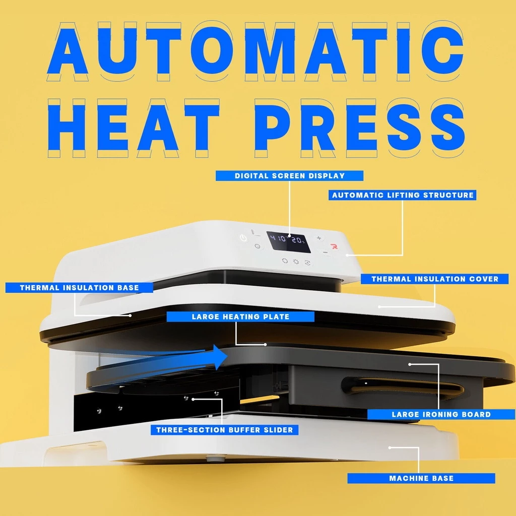 HTVRONT 220V Auto Heat Press Machine 38cm x 38cm