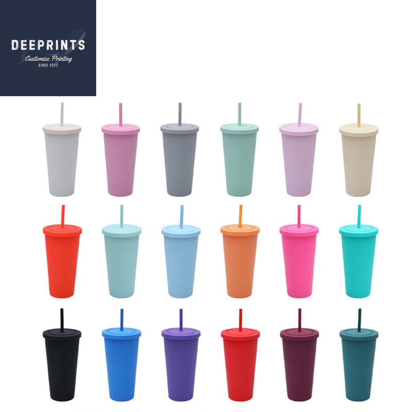 Matte Tumbler with Straw 700ml